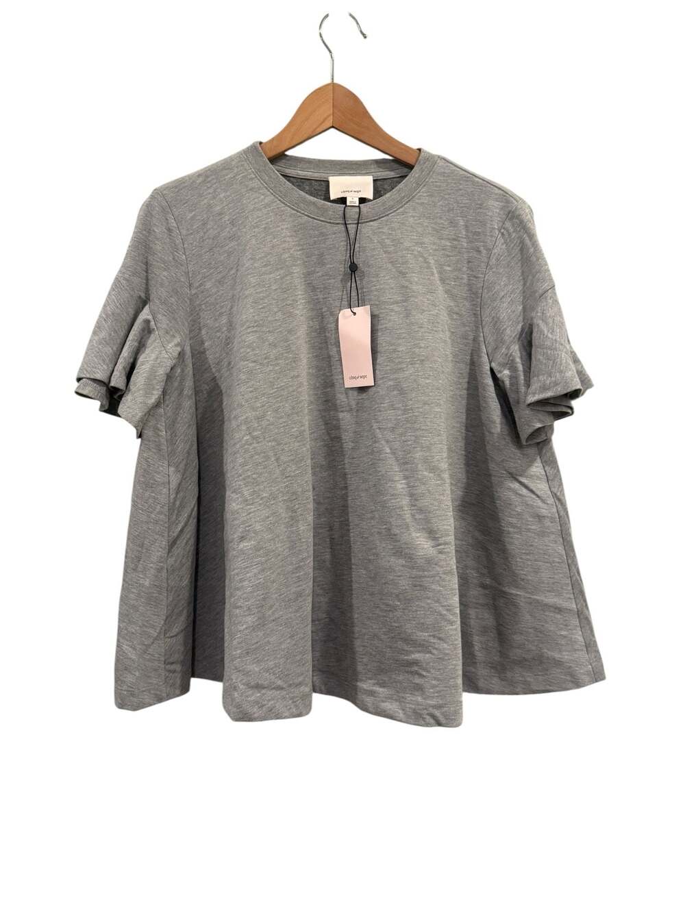 NWT Cinq à Sept Jane Ruffle-Sleeve Tee Gray Size S - Picture 2 of 5